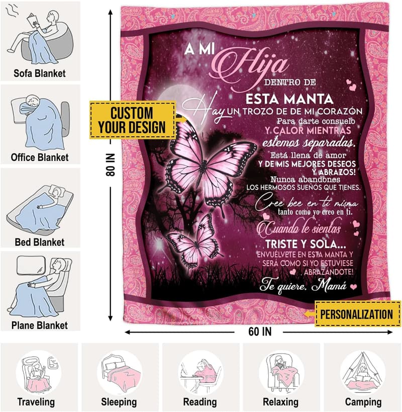 Mother's Day & Christmas Daughter Blanket (Butterfly, S/M/L/XL)