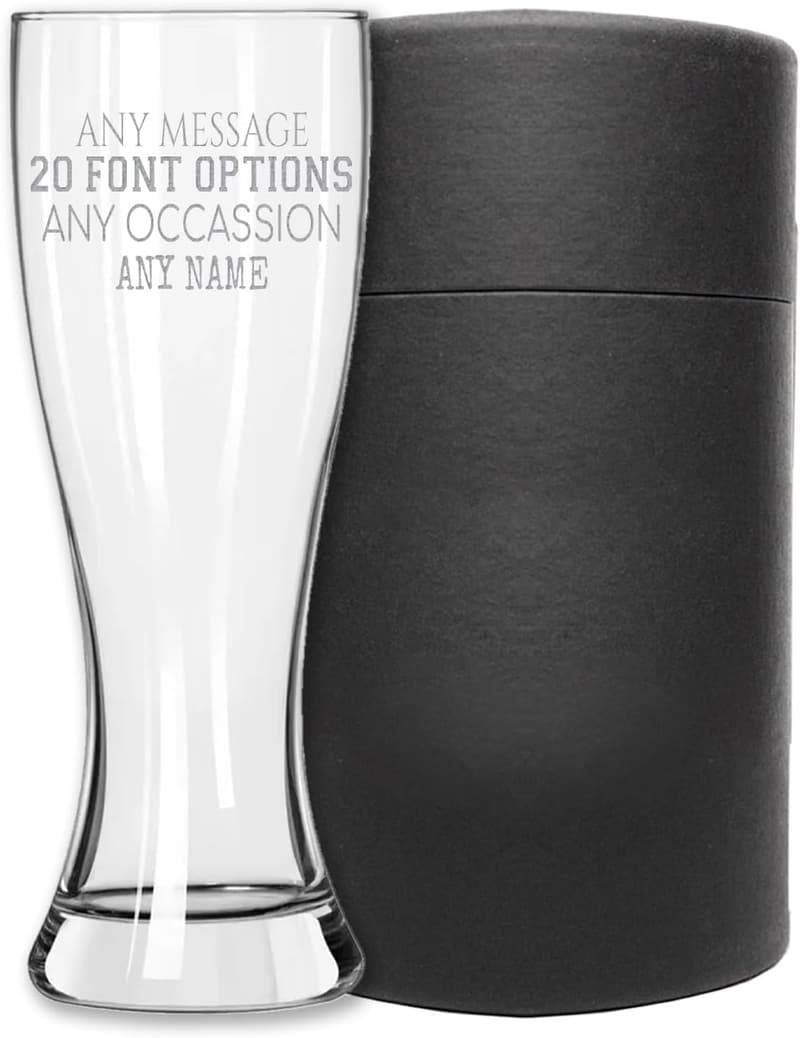 Custom Engraved 23oz Pilsner Glass - Birthday Gift for Him