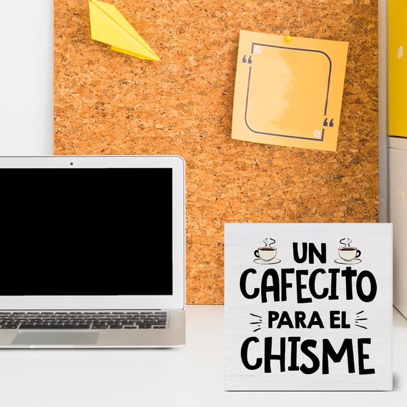 Coffee Bar Decor - Un Cafecito Para el Chisme Wall Art Sign (5x5)
