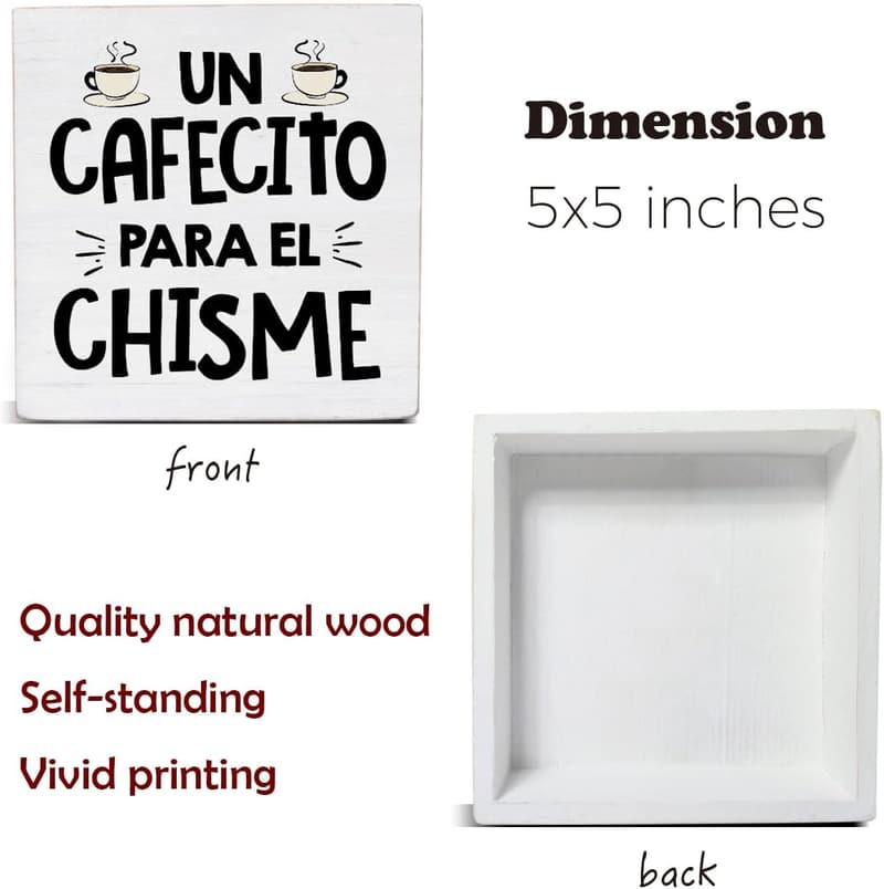 Coffee Bar Decor - Un Cafecito Para el Chisme Wall Art Sign (5x5)