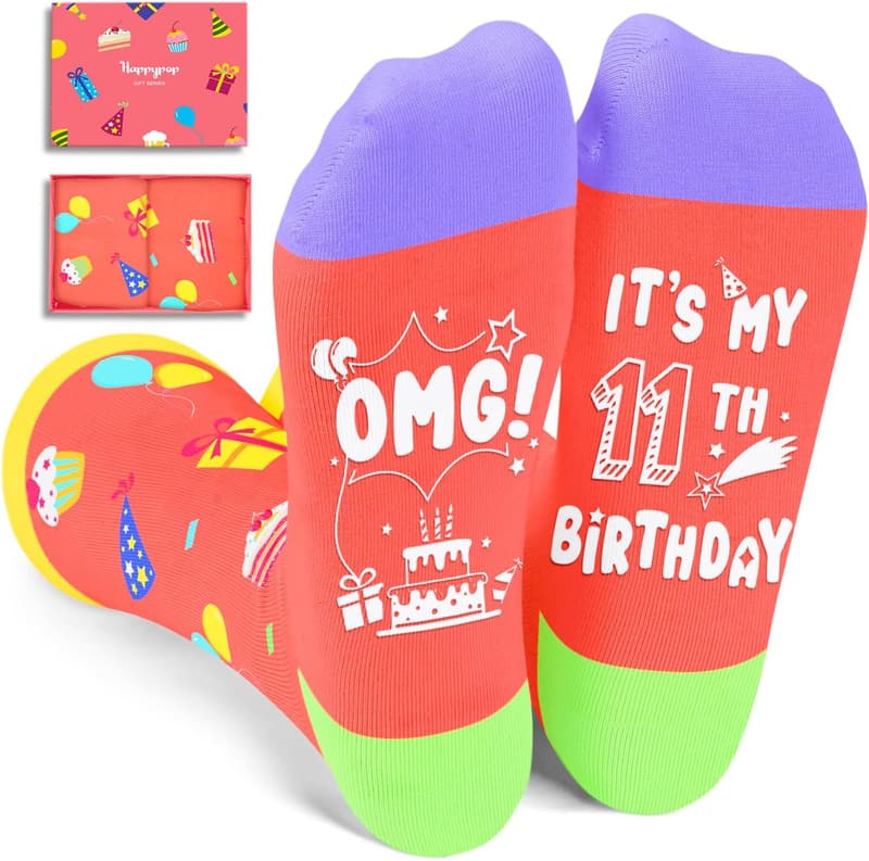 11th Birthday Gift Socks for Tween Boys and Girls