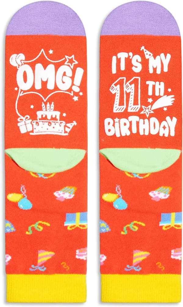 11th Birthday Gift Socks for Tween Boys and Girls