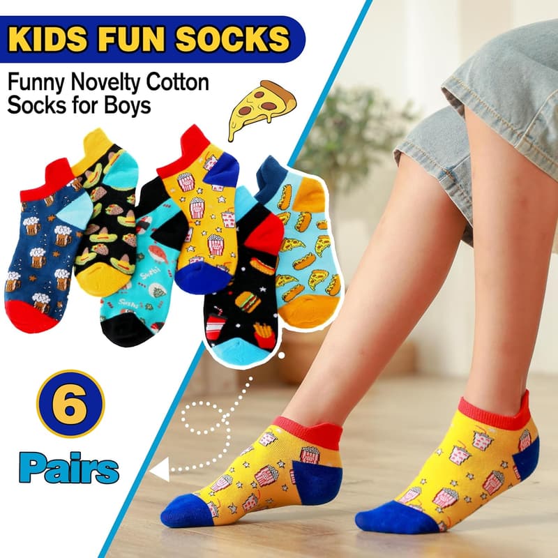 Kids' Low Cut Cartoon Ankle Socks - 6 Pairs