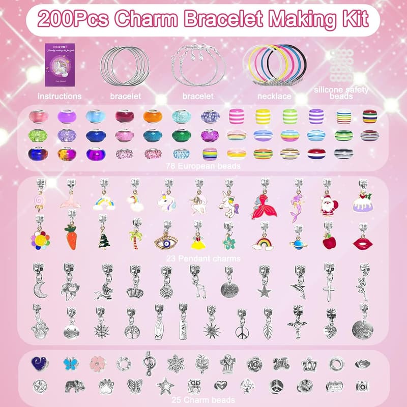 Friendship Bracelet Making Kit - 200 Pcs for Girls Ages 4-12