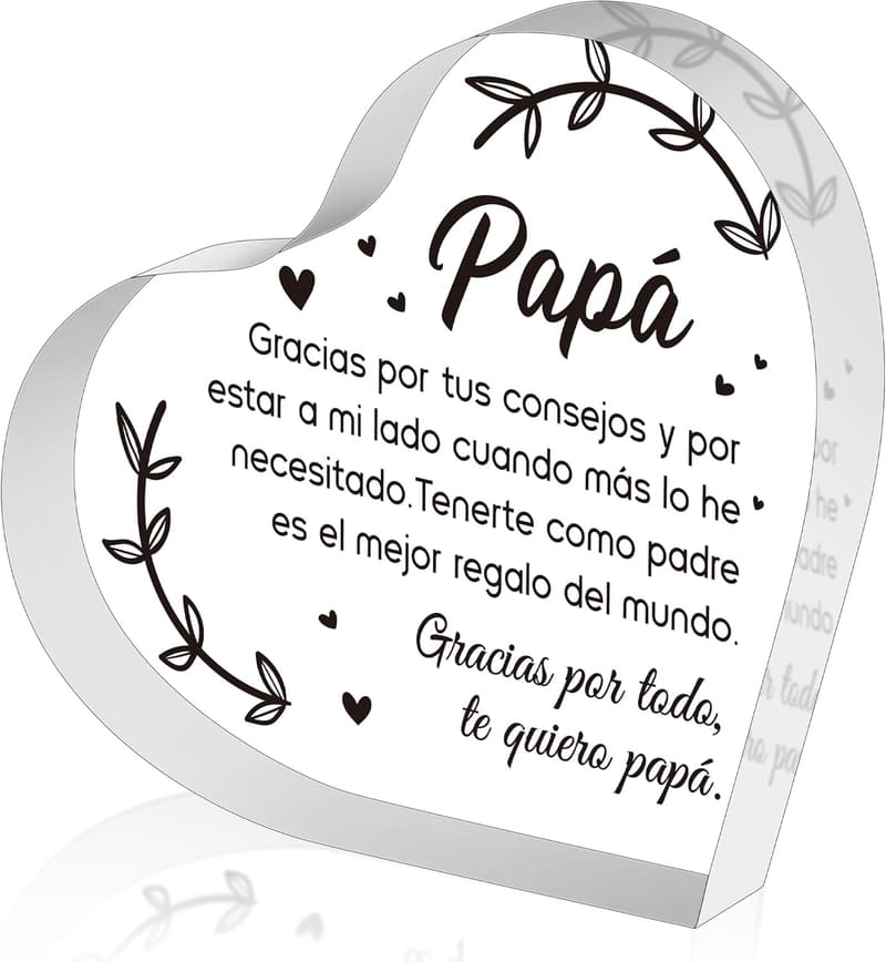 Spanish Dad Birthday Gifts - Heart Acrylic Plaque for Desk