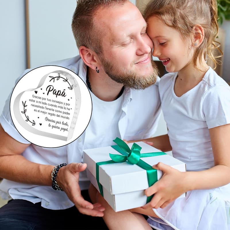 Spanish Dad Birthday Gifts - Heart Acrylic Plaque for Desk