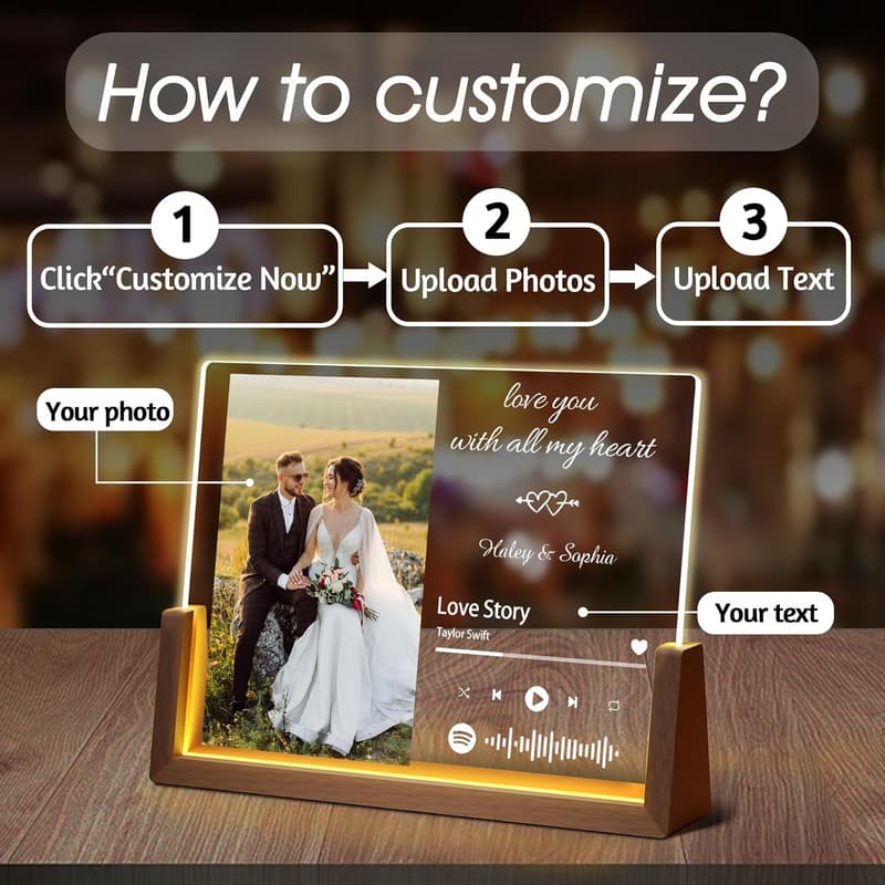 Personalized Spotify Plaque for Couples - Custom LED Frame