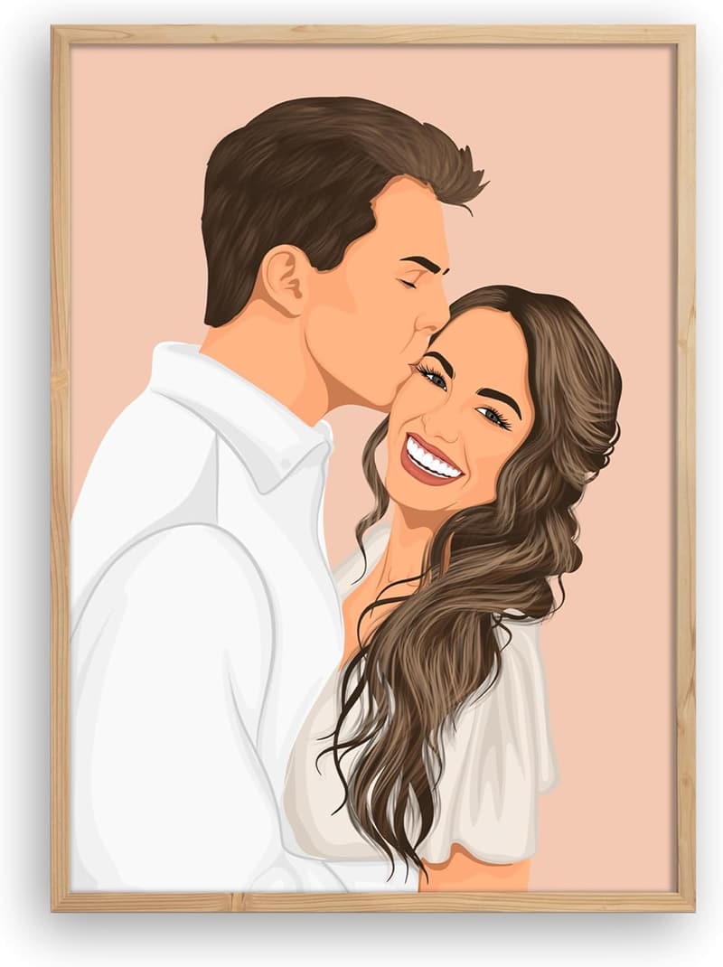 Personalized Hand-Drawn Portrait in Custom Frame - Unique Gift
