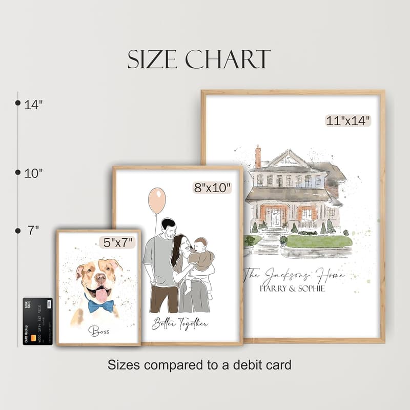 Personalized Hand-Drawn Portrait in Custom Frame - Unique Gift