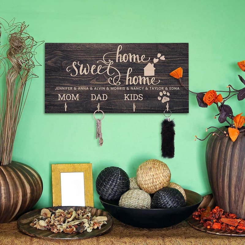 Personalized Wood Key Hanger for Couples | New Home Gift