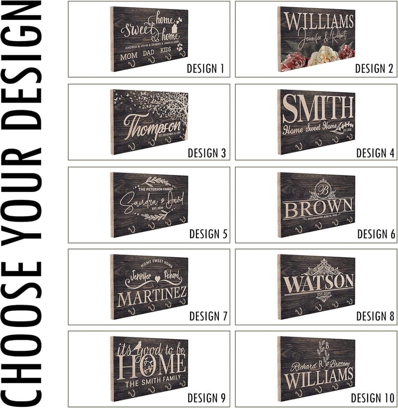 Personalized Wood Key Hanger for Couples | New Home Gift
