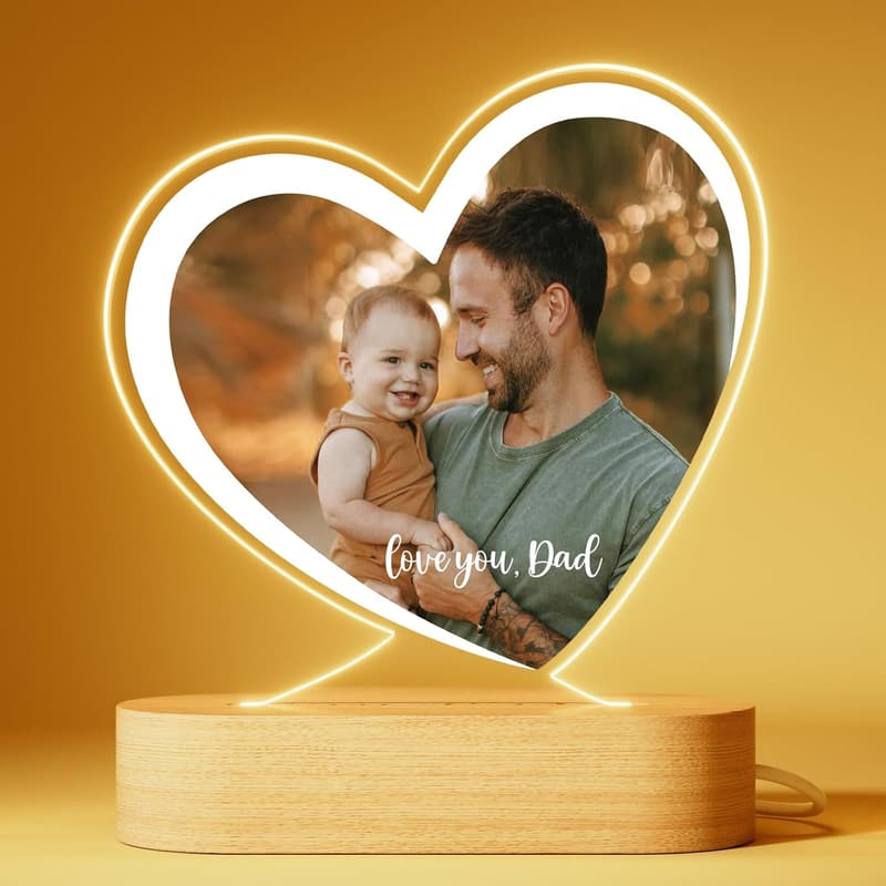 Personalized Photo Frame with Night Light for Father's Day
