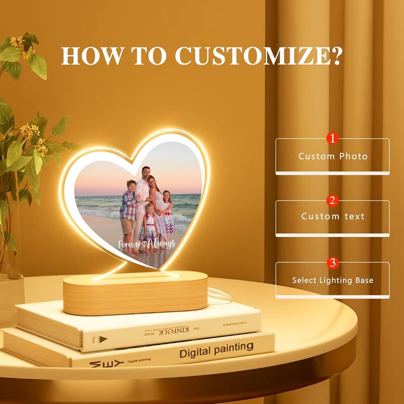 Personalized Photo Frame with Night Light for Father's Day