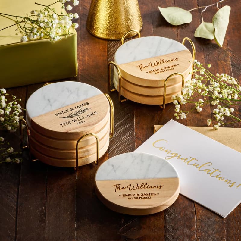 Custom Wedding Coasters with Monogram - Perfect Anniversary Gift