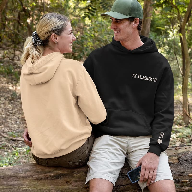 Personalized Roman Numeral Sweatshirts for Couples
