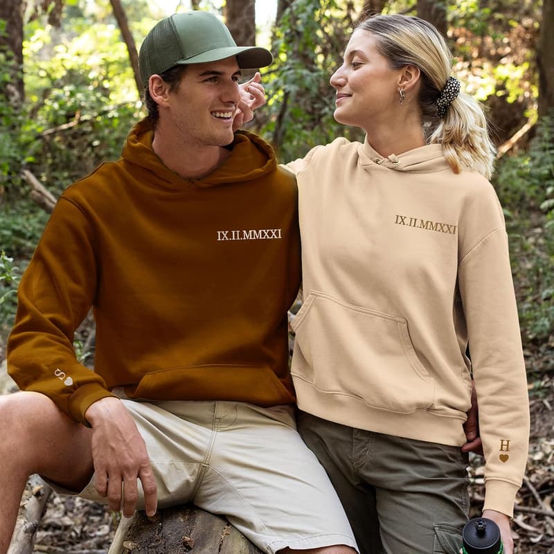 Personalized Roman Numeral Sweatshirts for Couples