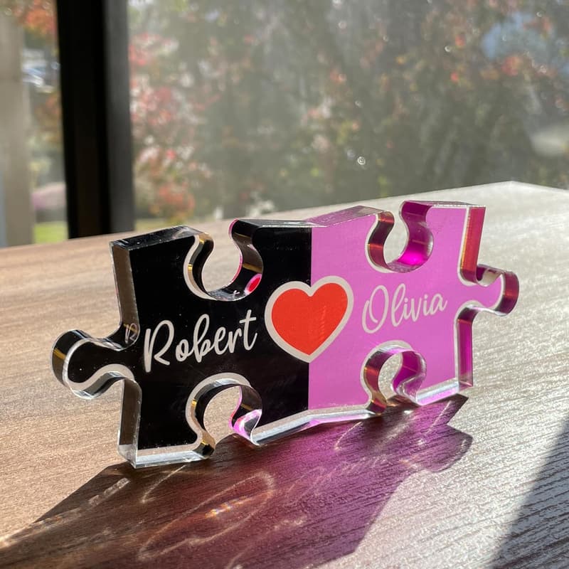 Valentine's Day Personalized Couples Puzzle Name Sign - Acrylic