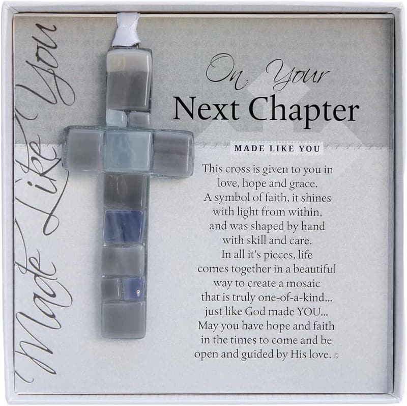 Retirement Poem Glass Cross Ornament - Handmade Gift