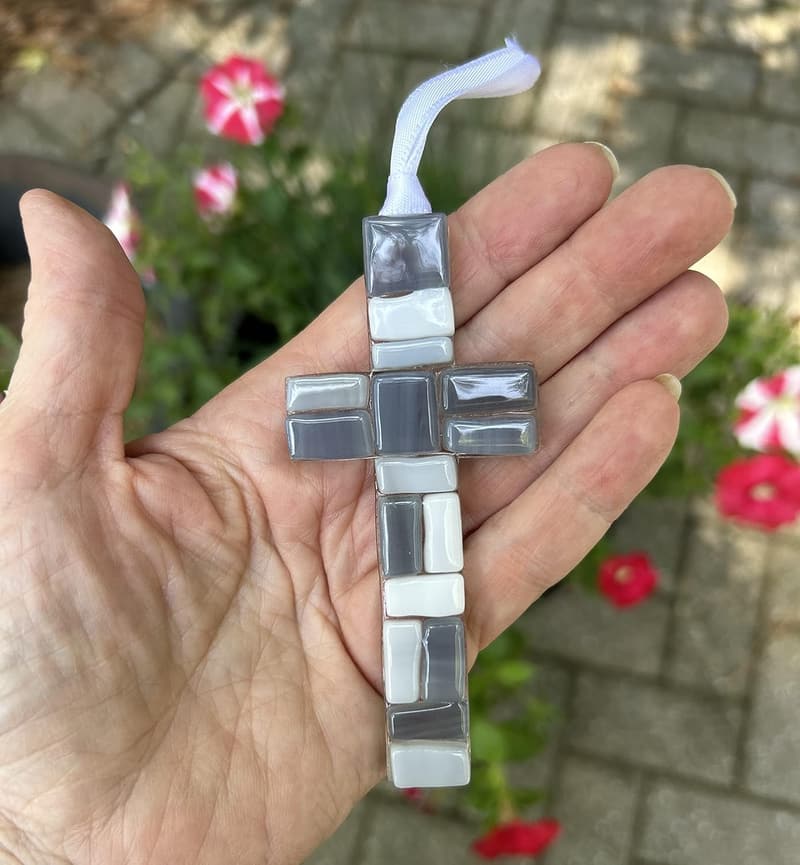 Retirement Poem Glass Cross Ornament - Handmade Gift