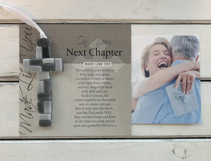 Retirement Poem Glass Cross Ornament - Handmade Gift