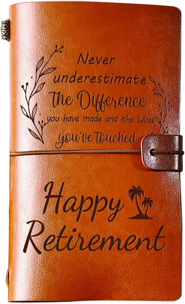 Happy Retirement Leather Journal for Coworkers and Teachers