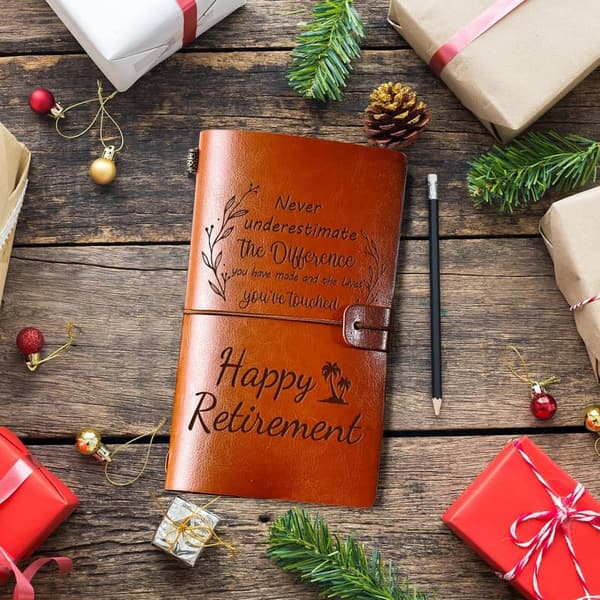 Happy Retirement Leather Journal for Coworkers and Teachers