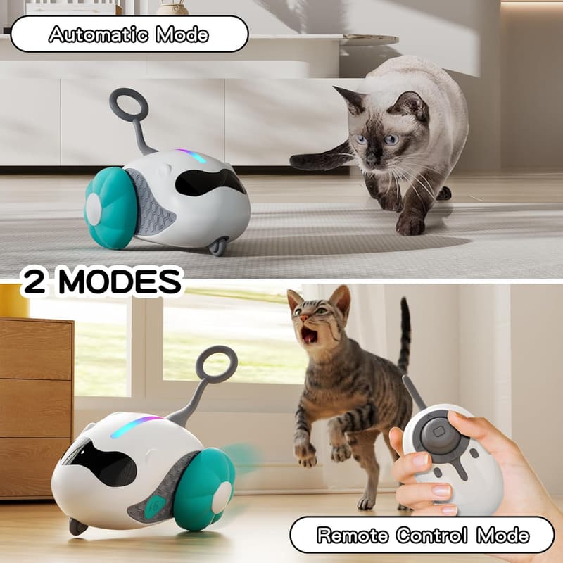 Upgraded Rechargeable Interactive Cat Toy with Joystick Remote