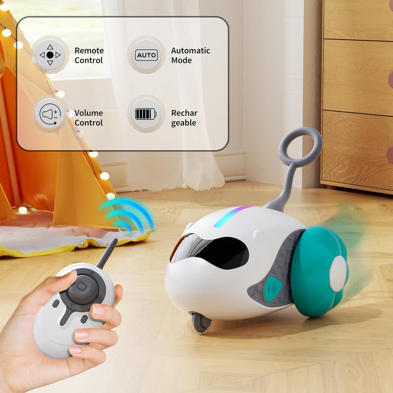 Upgraded Rechargeable Interactive Cat Toy with Joystick Remote
