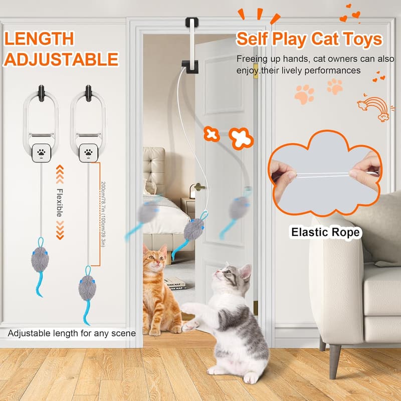 Interactive Remote-Controlled Cat Toy with Teaser Feathers and Mice
