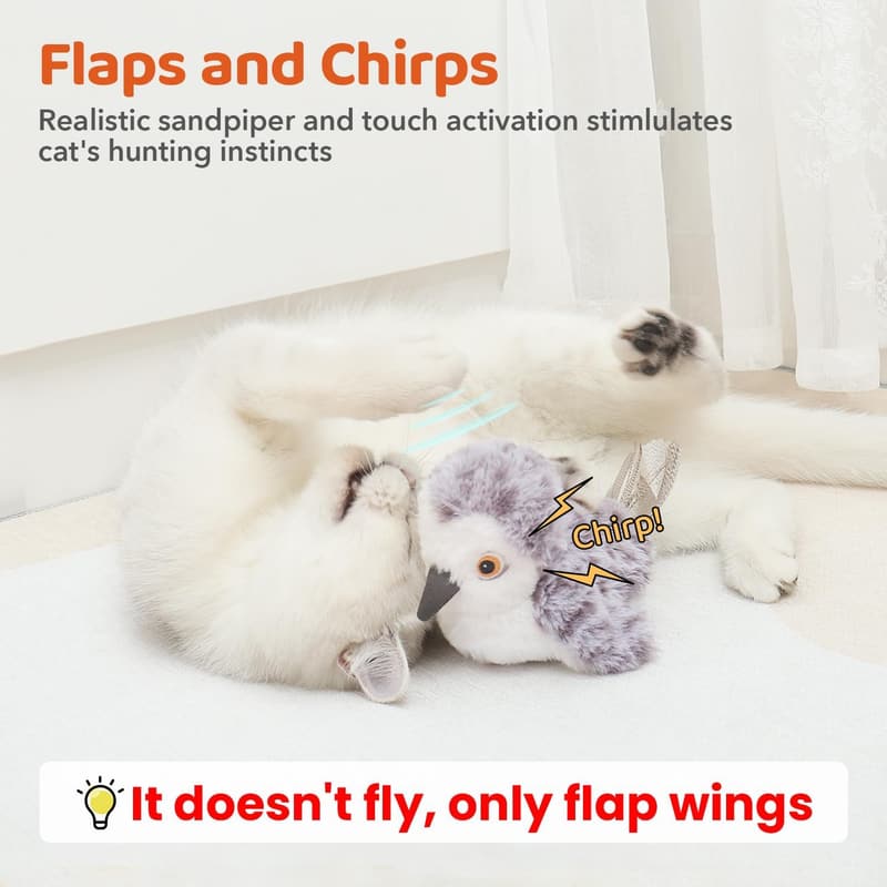 Rechargeable Interactive Flapping Bird Cat Toy