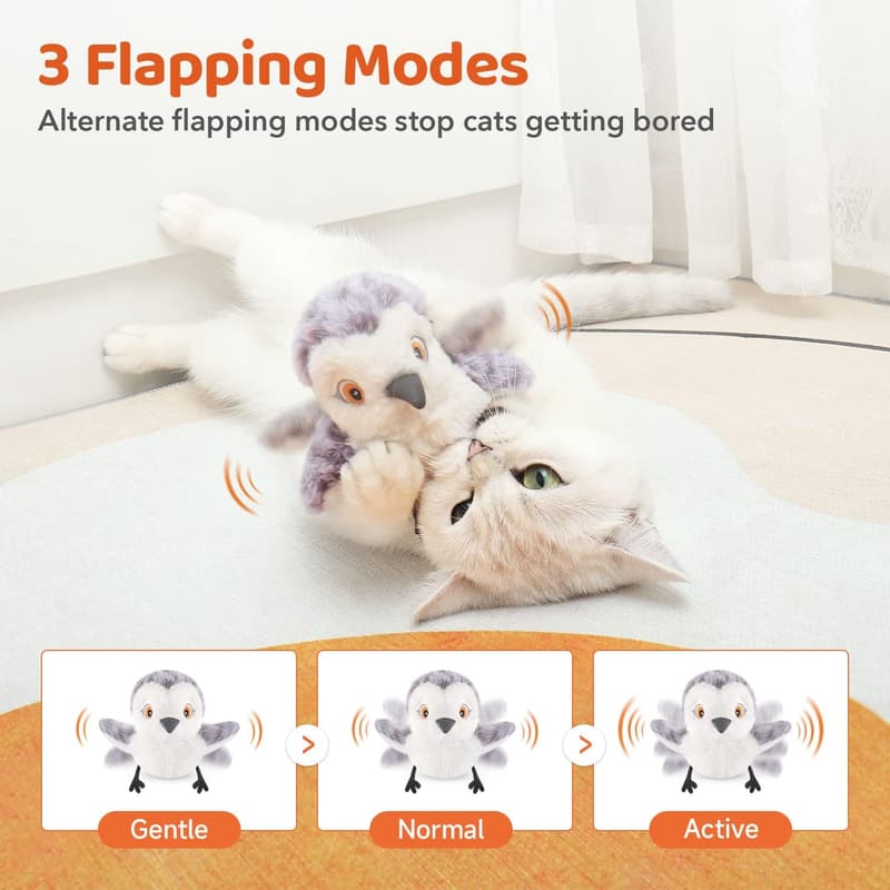 Rechargeable Interactive Flapping Bird Cat Toy