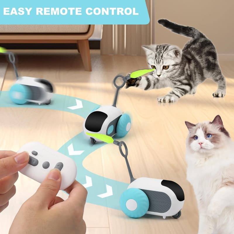 Interactive Remote Control Cat Toy with Smart Obstacle Avoidance