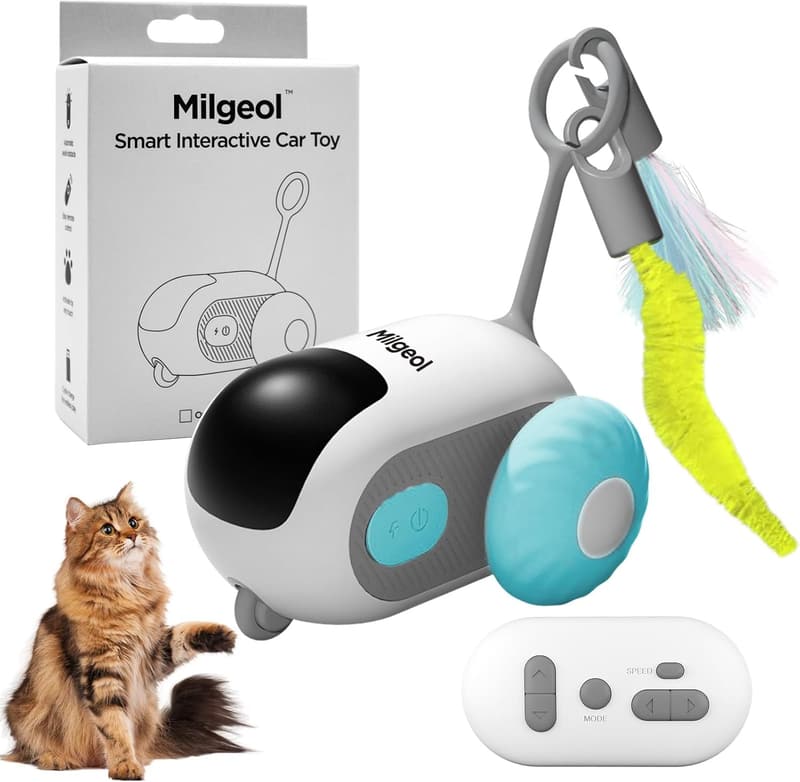 Interactive Electric Mouse Cat Toy - Remote Control with Feathers, 3 Play Modes