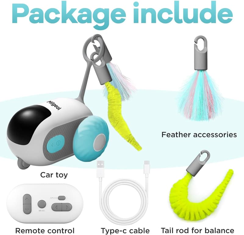 Interactive Electric Mouse Cat Toy - Remote Control with Feathers, 3 Play Modes