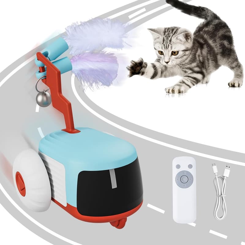 Automatic Feather Cat Toy - USB Rechargeable, Adjustable Speed