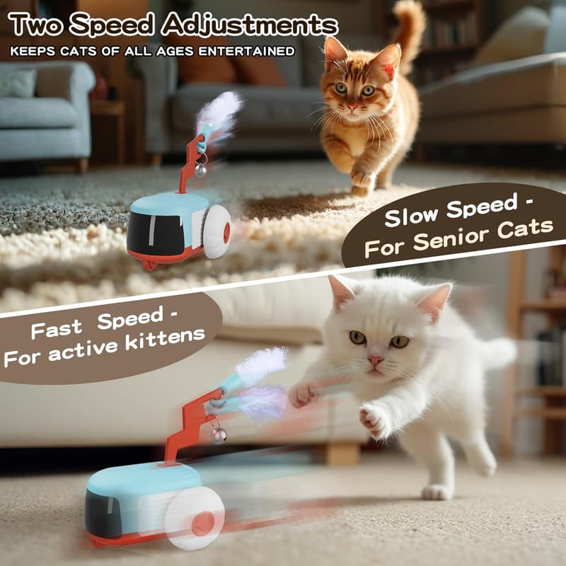 Automatic Feather Cat Toy - USB Rechargeable, Adjustable Speed