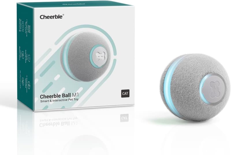 Interactive Cat Toy Ball with Lights and Bell for Indoor Kittens
