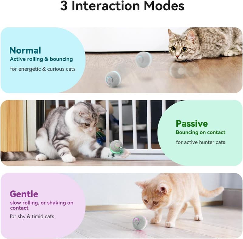 Interactive Cat Toy Ball with Lights and Bell for Indoor Kittens