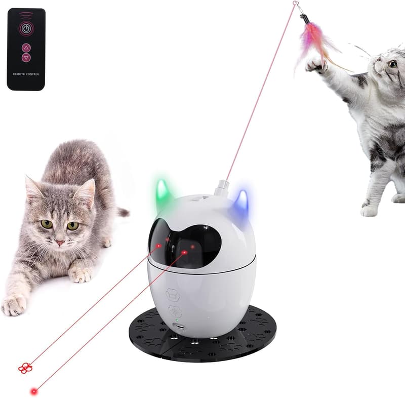 Interactive Rechargeable Cat Laser Toy with Remote & Teaser