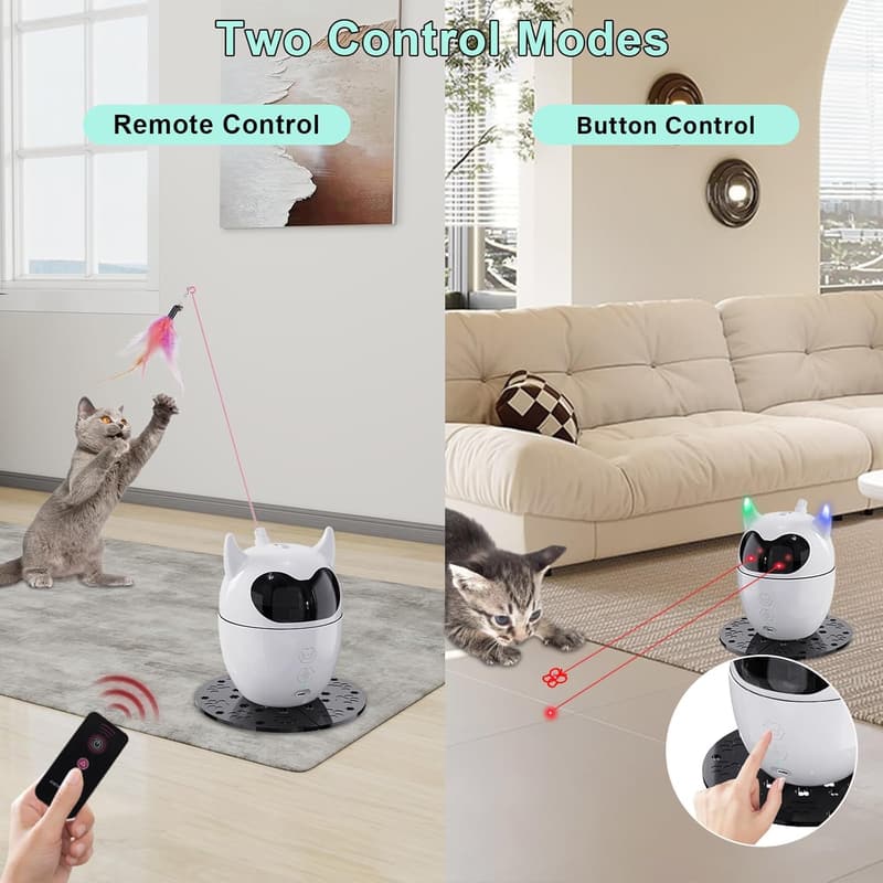 Interactive Rechargeable Cat Laser Toy with Remote & Teaser