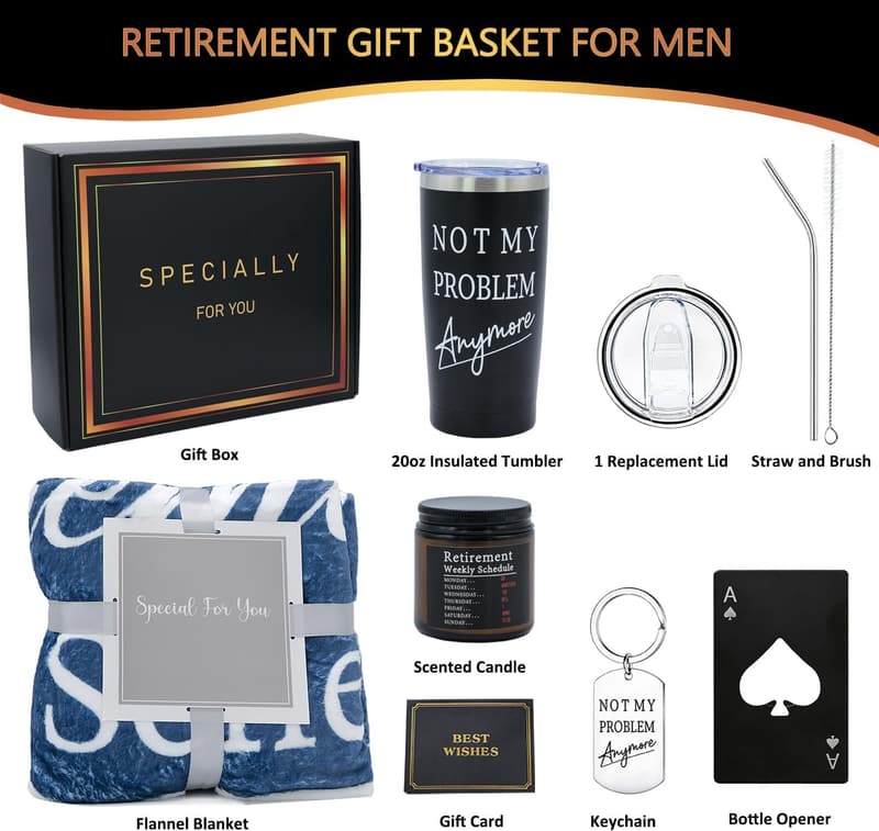 Retirement Gift Basket for Men - Perfect for Coworkers and Dads