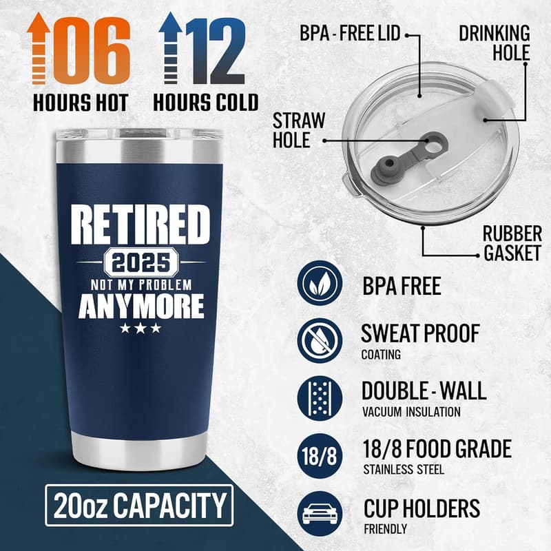 Funny Retirement Tumbler for Men - 