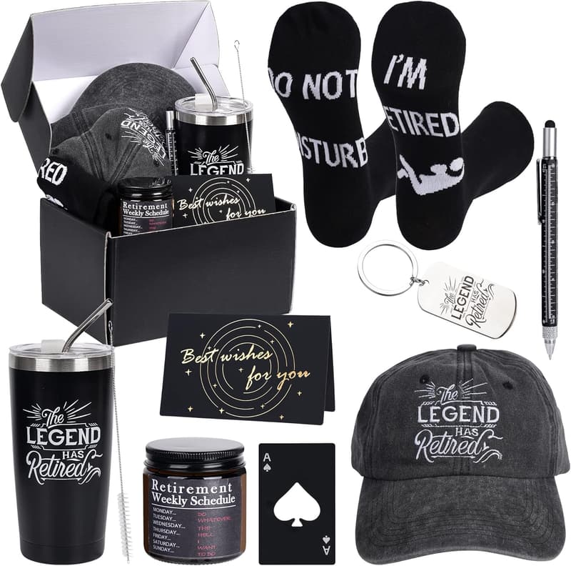 Retirement Gift Set for Men – 9-Piece Insulated Tumbler & Accessories