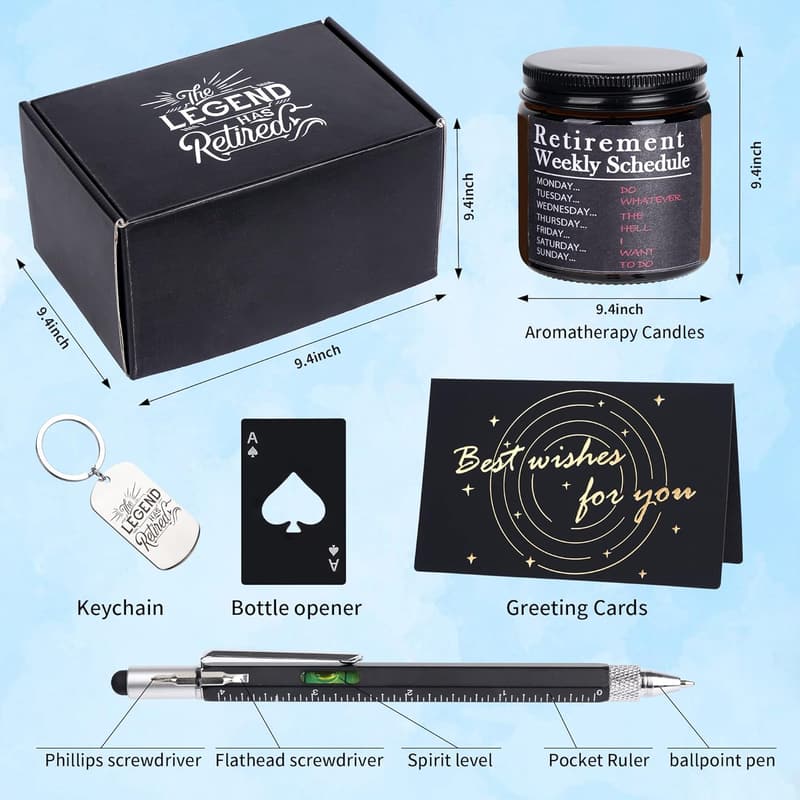 Retirement Gift Set for Men – 9-Piece Insulated Tumbler & Accessories