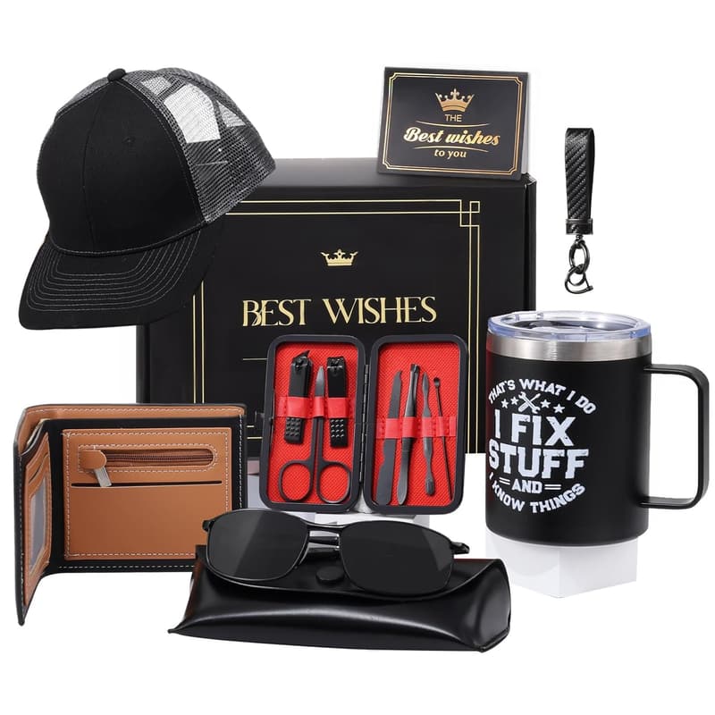 Men's Gift Basket - 7-Pc Set with Insulated Tumbler