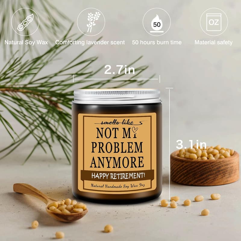 Funny Retirement Candle Gift for Him/Her - Cedarwood Sandalwood