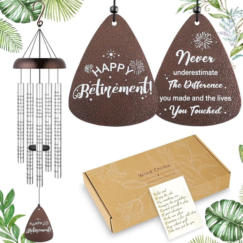 Happy Retirement Wind Chimes - 32'' Outdoor Gift for Coworkers