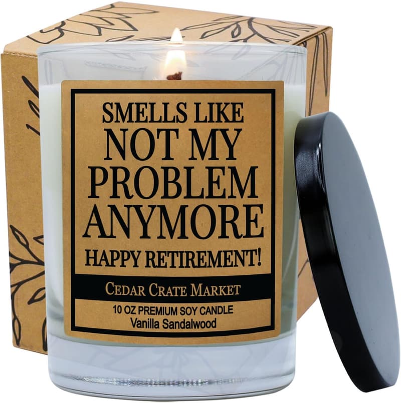 Funny Retirement Candle - Handmade Sandalwood Vanilla Scented Gift