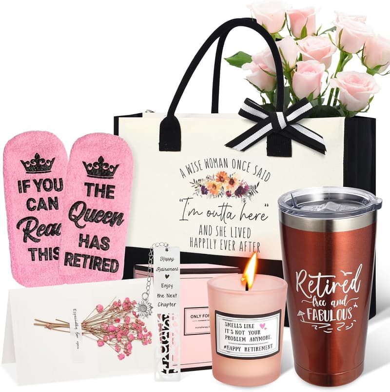 Happy Retirement Gifts for Women - 20oz Tumbler and Tote Bag
