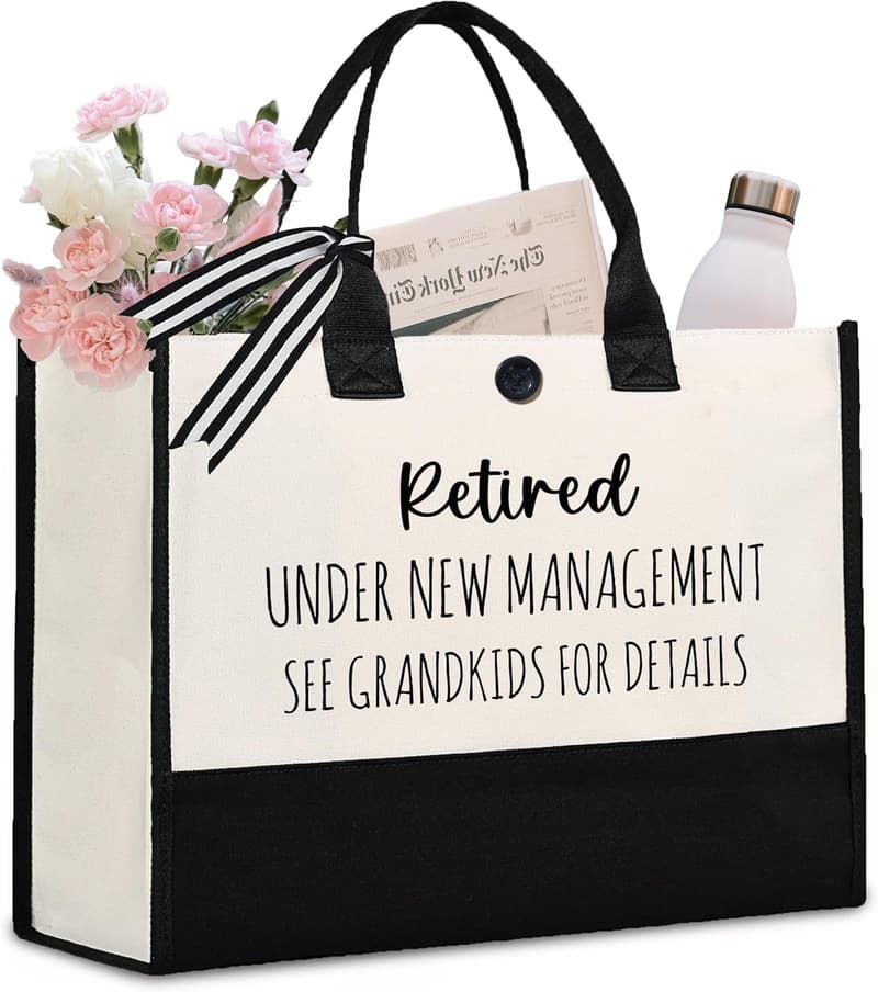 Funny Retirement Tote Bag for Women, Personalized Canvas Gift